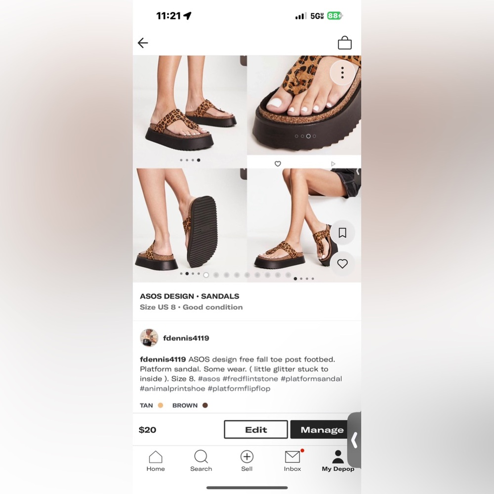 Asos Design free fall toe post footbed.